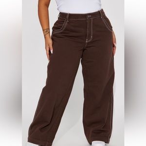 Brown plus size cargo pants